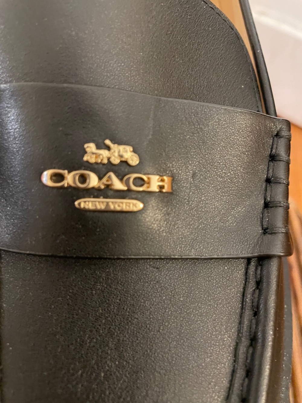 Coach Black Chunky Platform Loafers with Gold Logo - Picture 6 of 6